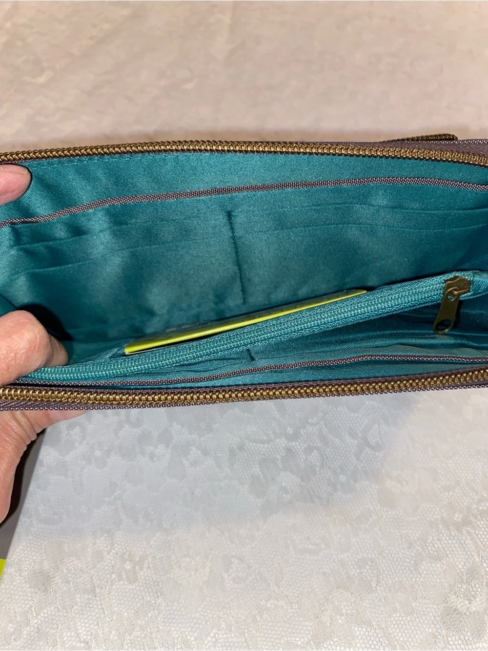 Travelon quilted Wristlet Wallet -RFID blocking to protect cards and ID.